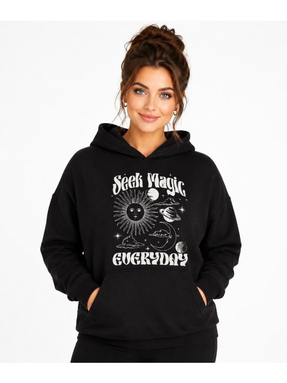 New Torrid FESTI Seek Magic Everyday Hoodie Black Celestial Moon Sun 3X 22 24